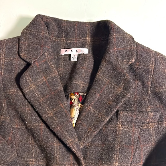 CAbi Wool Blend Plaid Tailored Blazer Suit Jacket - Lined Tartan Business Casual - Picture 2 of 5